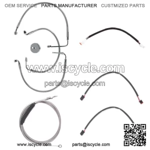 Stainless +10" Cable & Brake Line Cpt Kit 2018-2019 Harley Softail Fat Bob NoABS (For: Harley-Davidson)