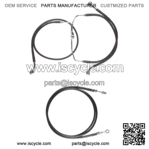 Black +6" Clutch & Brake Line Bsc Kit 2017 & Up Harley-Davidson Road King No ABS (For: Harley-Davidson)