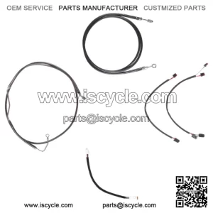 Black Clutch & Brake Line Cmpt Kit 14" Apes 2017 & Up Harley Road King w/ABS (For: Harley-Davidson)