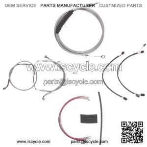 Stainless Cable & Brake Line Cmpt Kit 18" Apes 2014-2016 Harley Road King No ABS (For: Harley-Davidson)