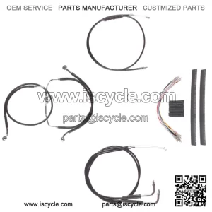 Black +10" Cable & Brake Line Cmpt DD Kit 2008-2017 Harley-Davidson Dyna No ABS (For: Harley-Davidson)