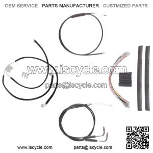 Black +4" Cable & Brake Line Cmpt DD Kit 2012-2017 Harley-Davidson Dyna w/ABS (For: Harley-Davidson)
