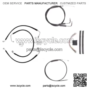 Black +12" Cable & Brake Line Cmpt DD Kit 2002-2008 Harley Sportster Roadster (For: Harley-Davidson)
