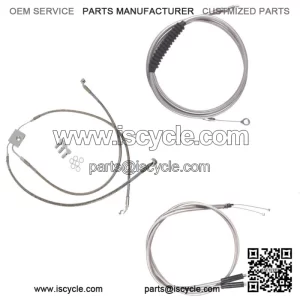 Stainless Cable & Brake Line Bsc DD Kit 18" Apes 2012-2017 Harley Dyna w/ABS (For: Harley-Davidson)
