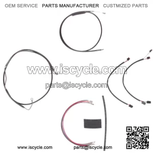Black Cable & Brake Line Cmpt Kit 12" Apes 2014-2016 Harley Road King w/ABS (For: Harley-Davidson)
