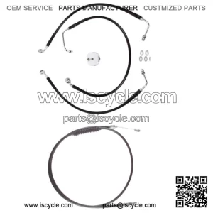Black Cable & Brake Line Bsc Kit 20" Apes 2018-2019 Harley Softail Fat Bob NoABS (For: Harley-Davidson)