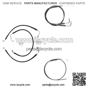 Black +10" Cable & Brake Line Bsc DD Kit 2002-2008 Harley Sportster Roadster (For: Harley-Davidson)