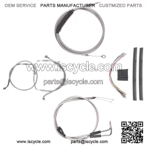 Stainless +14" Cable Brake Line CKit 1996-2001 Harley Touring w/Carb w/Cruise (For: Harley-Davidson)