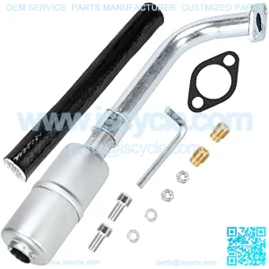 Upgrade Exhaust Pipe Muffler Jet Kit with Heat Shield for Predator 420cc 301cc 389cc 13hp 15hp GX270 GX340 GX390 Go Kart Mini Bike Performance Parts Golf Cart Mud Boats Lawnmower OHV Engine
