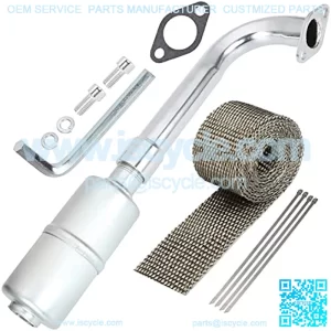 Upgraded Exhaust Pipe Header Muffler Assembly with Heat Shield Tape for Predator 301cc 8hp 420cc 13hp GX240 270 390 Mini Bike Go Kart Golf Cart Mud Boats Racing Lawnmower OHV Clone Small Engine