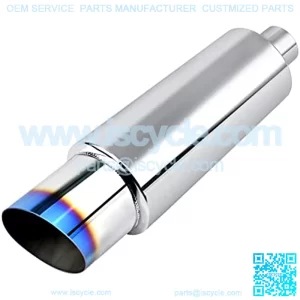 Exhaust Muffler, Stainless Steel Exhaust Tip, Universal 15" Length (Burnt, 2.25" Inlet 3" Outlet)