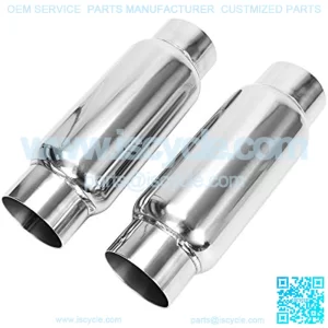 3" Inlet 3" Outlet Exhaust Muffler, Pair of 3 Inch Resonator Universal Stainless Steel Exhaust Muffler Resonator for Cars, 12" Overall Length
