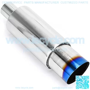 Stainless Steel 2" Inlet 3.5" Outlet Burnt Tip Exhaust Muffler Universal 14.1" Length