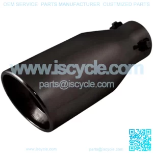 EX-1012B Performance Bolt-On Resonated Muffler Slant Tip with Clamps and Adapters for Fitment on Most Cars, Sedans, and Trucks - Matte Black Powdercoat