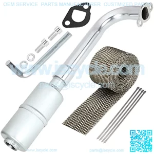 Upgraded Exhaust Header Pipe Muffler Kit for Non Hemi Predator 212cc GX160 GX200 Coleman KT196 Baja Warrior MB200 196cc 6.5hp Hammerhead 80T Mini Bike Go Kart Small Engine Performance Parts