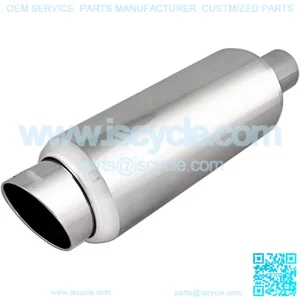 EX-5016 Performance Bolt-On Resonated Exhaust Muffler with Clamps and Adapters for Universal Fitment on Most Cars, Sedans, and Trucks - Polished Stainless Steel
