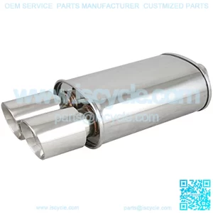 TC Sportline Burnout MU-UN002DP Spun-locked Universal Oval Muffler Exhaust 3.5" Double Wall Dual Slant Tip 2.5" Inlet (Polished)