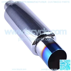 2 inch Inlet Muffler Exhaust 2" to 3" Exhaust Muffler Resonator Tailpipe Tips 14.8" Length Tail Muffler with Blue Burnt Exhaust Tip Fit For Car Truck