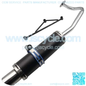 Black Exhaust System Muffler for GY6 50cc Scooters 139QMA 139QMB 4 Stroke Engine