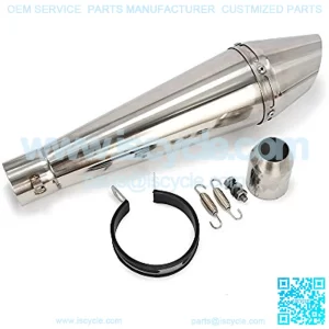 UniversalGP Stainelss Steel Bullet 1.5-2" 38-51mm Inlet Exhaust Muffler Vent For Scooter Motorcycle Street Bike ATV Racing