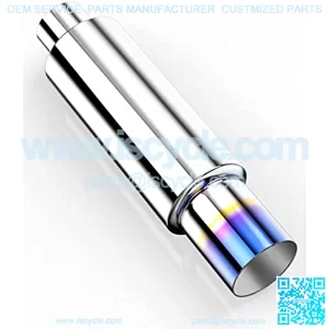 MZS Exhaust Muffler, Stainless Steel Exhaust Tip 18.5" Length 3" Inlet 4" Outlet Universal for Car Sedan SUV Truck Vehicles (Titanium Burnt Tip)