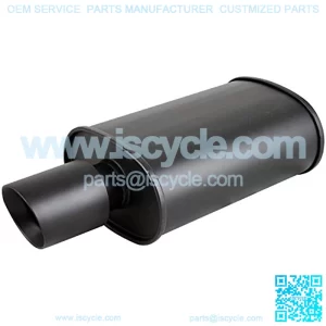 TC Sportline Burnout MU-UN001SB Spun-locked Universal Oval Muffler Exhaust Double Wall 3.5" Slant Tip 2.5" Inlet (BLACK)