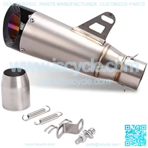 Universal Muffler Motorcycle Slip on Exhaust 1.5-2in Inlet Exhaust Pipe Silencers Motorcycles Muffler Tips for Scooter Motorcycle ATV Dirt Bike Street Bike fit Diameter 38mm-51mm Silver
