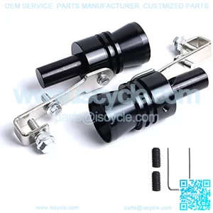 2PCS Universal Aluminum Turbo Sound Whistle Exhaust Muffler Pipe BOV Blow-off Valve Simulator (XL-Black)