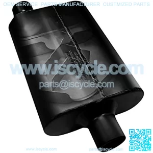 942446 Super 44 Muffler - 2.25 Offset IN / 2.25 Center OUT - Aggressive Sound, Black