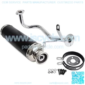 Black Exhaust System Muffler Pipe Compatible with 4 Stroke GY6 50cc Engines Scooters GY6 50cc 139QMB QMB139 1P39QMB Scooter Moped