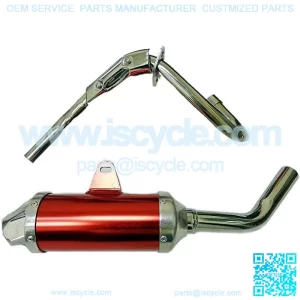 Performance Exhaust Pipe Muffler for Twin Spar Perimeter Frame SDG SSR 125cc Pit Bike Dirt Bike Honda XR50 CRF50 D Section Style (Red)