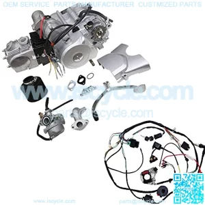 125cc 4-Stroke Semi-Auto Single-Cylinder Air-Cooled Electric-Start Motor Engine with Wiring Harness Kit for ATV Four Wheelers Quad bikes Tricycle go karts