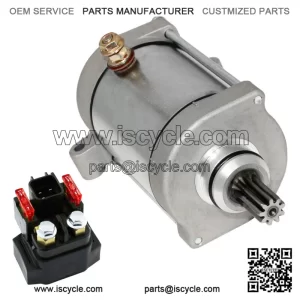 Starter W/ Relay Solenoid for Yamaha Rhino 700 YXR700F YXR700 4X4 2008-2013(For: Yamaha Rhino 700)