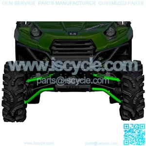 SuperATV 1.5" Green Forward Offset A Arms for 2012+ Kawasaki Teryx 4/2014+ Kawasaki Teryx 800/2015+ Kawasaki Teryx | Fit up to 30" Tires | Includes Heavy Duty Preinstalled Ball Joints!
