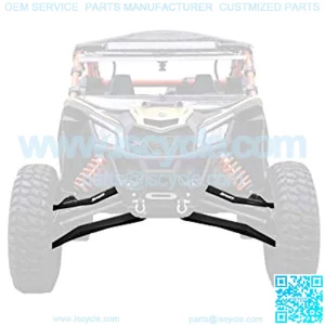SuperATV Heavy Duty High Clearance Boxed Front A-Arms for 72" Wide Maverick X3 Turbo R/Max/X RC/X RS/X MR (2017+) - BLACK - Heavy Duty Ball Joints Preinstalled!
