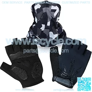 Unittype 3 Pieces Half Finger Cycling Gloves Men Bike Gloves Neck Gaiter Set Non-Slip Road Bicycle Gloves Gel Pad Shock-Absorbing BreathGlove Motorcycle Mountain Bike Gloves for Men Women