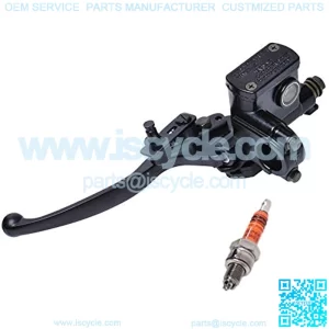 Poweka 50cc Brake Master Cylinder for 70cc 90cc 110cc 125cc 150cc Quad ATV Dirt Bike Left Hand Hydraulic Brake Master Cylinder with Handle Lever and Spark Plug