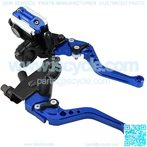 Motorcycle Brake Lever Kit 7/8" 22mm Universal Hydraulic Brake + Clutch Master Cylinder Reservoir Lever Left and Right Modification Metal Brake Clutch Lever Oil Cup (Blue)