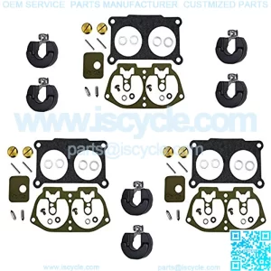 3 Pack of Outboard Carburetor Repair Kit w FLOATS (Compatible With Yamaha, Replaces 6E5-W0093-06-00/18-7002, Fits 1986-1995 150, 175 & 200 HP)