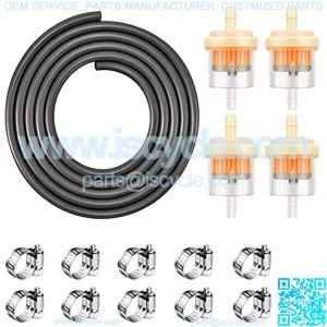 One Sight 1/4 Inch Fuel Line Set, Fuel Line Hose Kit (78 Inch in Length), 4 Pcs 1/4 Inch Fuel Filters with Magnet, 10 Pcs 304 Stainless Steel Adjustable Hose Clamps