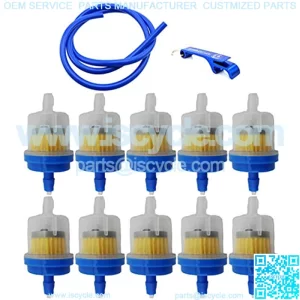 TC-Motor 1 Meter Gas Fuel Hose Line Pipe 10pcs Fuel Filter Universal For Dirt Pit Bike ATV Quad Go Kart Buggy Scooter Moped Snowmobile Motorcycle Motocross (Blue)