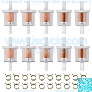Physeed 10 Packs 1/4" Inline Fuel Filter Replacement for Kawasaki 49019-0027 Fuel Filter 40 Micron Small Engine Motorcycles Tractors Lawn Mowers Snowmobiles Garden Go Karts Generators