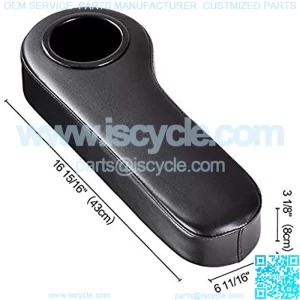 Golf Cart Rear Seat Arm Rest Cushion Cup Holder Black for EZGO, Club Car, Yamaha, More (2pcs)