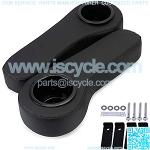 2PCS Rear Black Armrest Cushion with Holder Cup Replacement for Club Car,Yamaha,Golf Cart