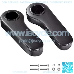 Golf Cart Rear Seat Arm Rest Cushion Cup Holder Black for EZGO, Club Car, Yamaha, More (2pcs)