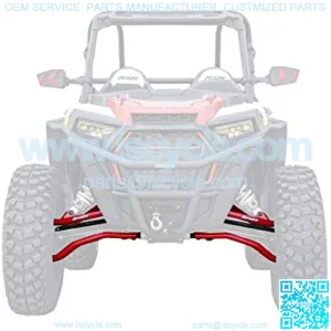 SuperATV High Clearance 2" Forward Offset Front A-Arms for Polaris RZR XP Turbo (2016+) - Red - Run Huge Tires without a Huge Lift!
