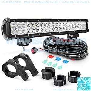 1PCS 20 Inch 126W Spot Flood Combo LED Light Bars Off-Road Light Mounting Bracket Horizontal Bar Tube Clamp With Off Road Wiring Harness- 2 Leads, Model: ZH063
