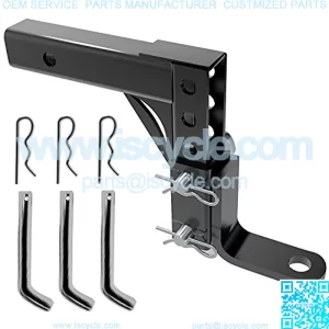 8 Position Trailer Drop Hitch Adjustable Ball Mount Heavy Duty 5000LBs 2" Receiver for Class III IV Max Drop at 9-1/2", Rise at 8-1/4"