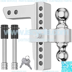 8" Adjustable Trailer Hitch Ball Mount for 2"Receiver 2" and 2-5/16" Aluminum Alloy Dual Towing Balls with Dual Pin Key Locks