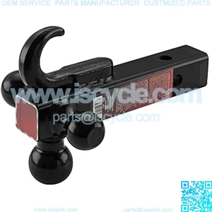 Trailer Hitch Receiver, Tow Hitch Receiver Tri Ball Mounts with Hook, 1-7/8, 2, 2-5/16 Inch Balls Fits 2 Inch Receiver, Black Powder-Coated